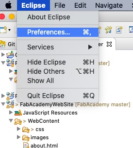 Eclipse->Preferences